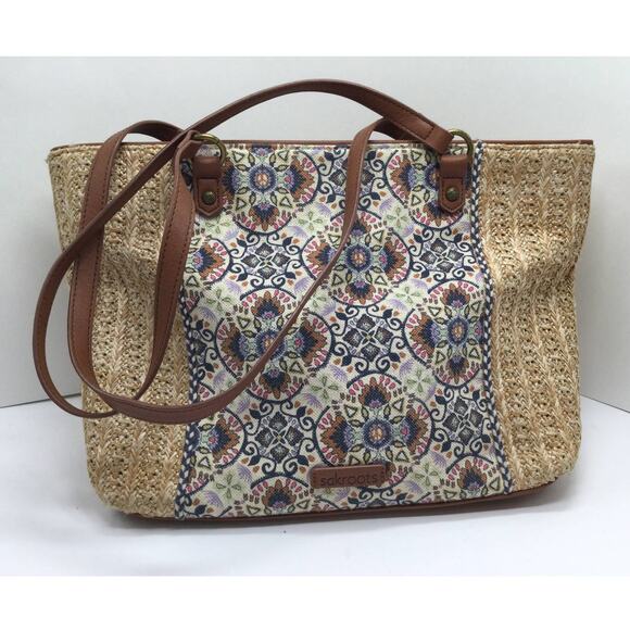 Sakroots Handbags - Sakroots Meadow Straw Boho Tote Bag for Women